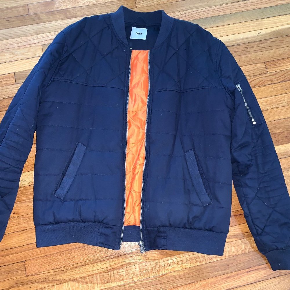 ASOS DESIGN Bomber Jacket In Navy